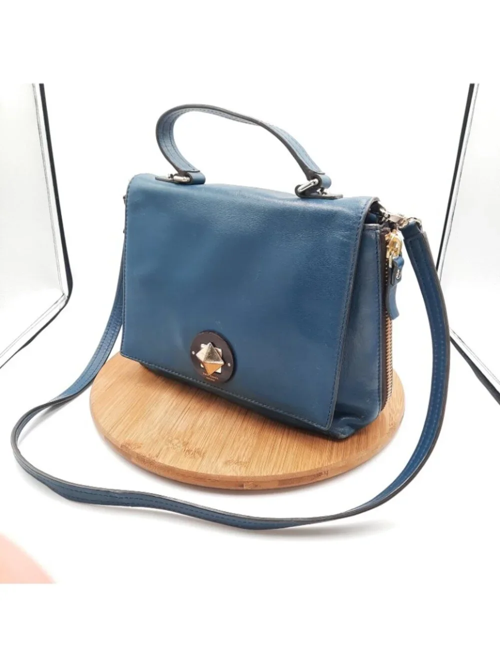 Kate Spade Bag Varick Street Abbie Satchel Teal Green Leather Shoulder Strap